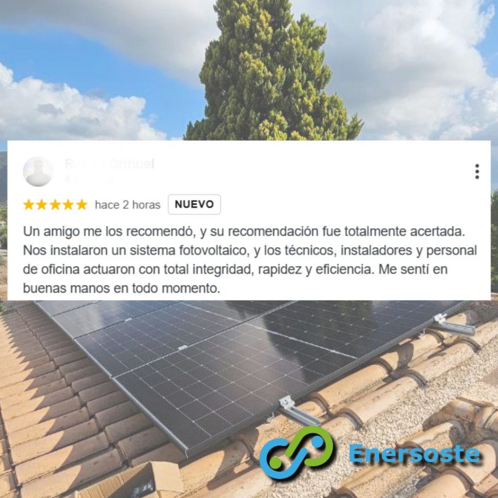 Reseña del cliente placas solares en Benicasim
